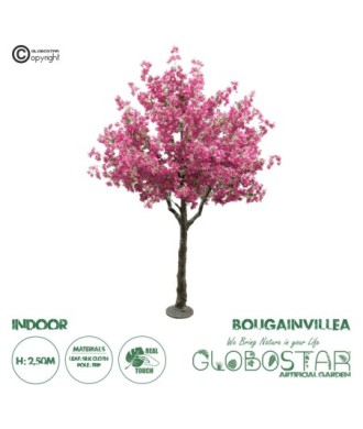 GloboStar® Artificial Garden BOUGAUVILLEA 20670 Τεχνητό Διακοσμητικό Δέντρο με Ανθη Μπουκανβίλιας Φουξ Υ250cm